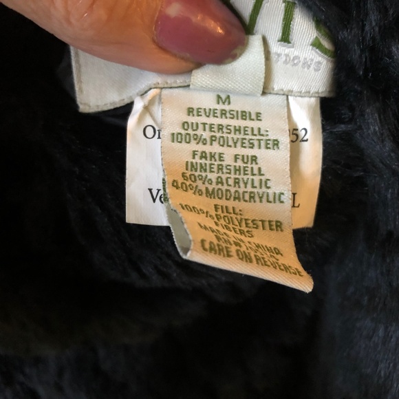 Orvis Reversible Coat Faux Fur Button Front - Picture 8 of 12
